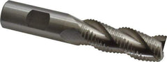 Interstate - 3/4" Diam, Coarse Pitch, 2" LOC, 3 Flute Cobalt Roughing Square End Mill - Uncoated, 4-1/4" OAL, 3/4" Shank Diam, Single End, Centercutting - USA Tool & Supply