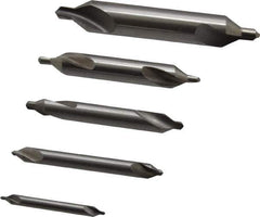 Hertel - 5 Piece, #1 to 5, Plain Edge, High Speed Steel Combo Drill & Countersink Set - 60° Incl Angle - USA Tool & Supply