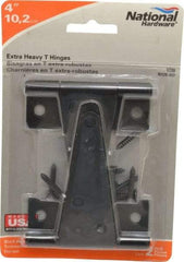 National Mfg. - 5" Long x 3.3" Wide x 0.08" Thick, T Hinge - Steel, Black Finish - USA Tool & Supply