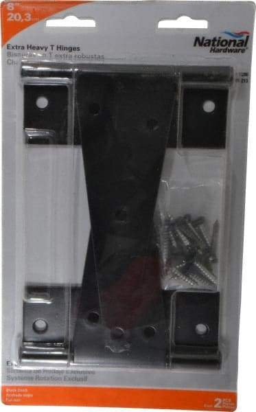National Mfg. - 8" Long x 5-21/32" Wide x 1/8" Thick, T Hinge - Steel, Black Finish - USA Tool & Supply