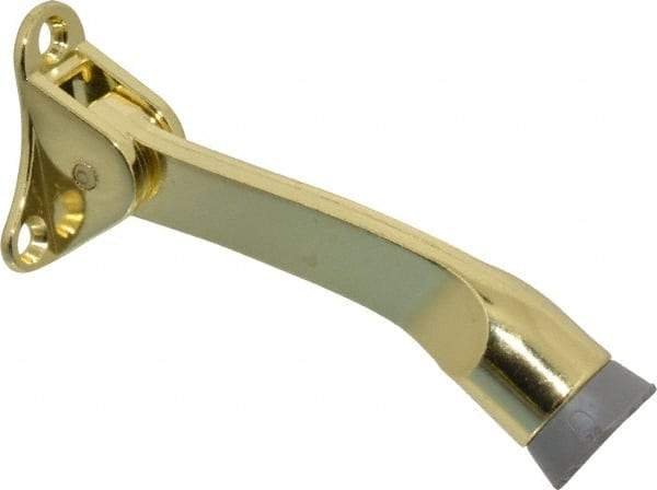 National Mfg. - 4" Projection Kickdown Door Stop - Door Mount, Brass Finish - USA Tool & Supply