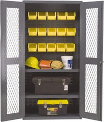 Durham - 2 Shelf 15 Bin Visible Storage Cabinet - Steel, 36" Wide x 24" Deep x 72" High, Gray - USA Tool & Supply