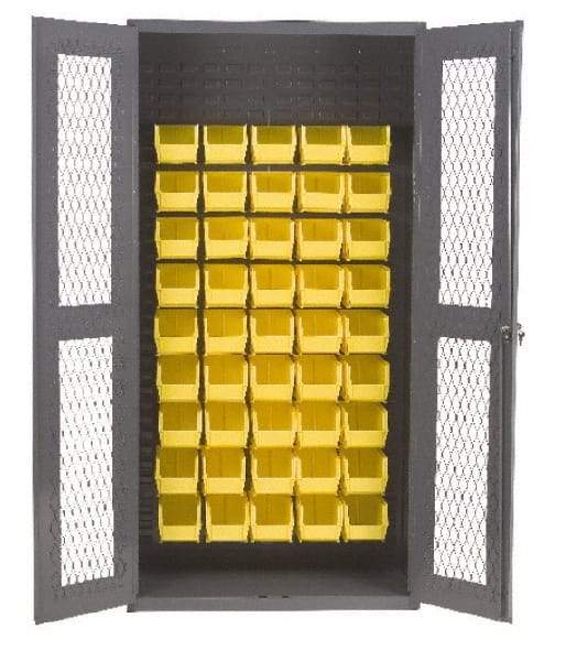 Durham - 45 Bin Visible Storage Cabinet - Steel, 36" Wide x 18" Deep x 72" High, Gray - USA Tool & Supply