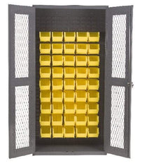 Durham - 45 Bin Visible Storage Cabinet - Steel, 36" Wide x 18" Deep x 72" High, Gray - USA Tool & Supply