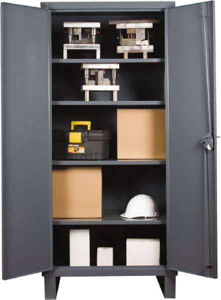 Durham - 4 Shelf Locking Storage Cabinet - Steel, 36" Wide x 24" Deep x 78" High, Gray - USA Tool & Supply