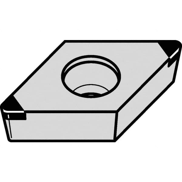 Kennametal - DCGW32.51 MT Grade KBH20 PCBN Turning Insert - Nano-Composite Finish, 55° Diamond, 3/8" Inscr Circle, 5/32" Thick, 1/64" Corner Radius - USA Tool & Supply