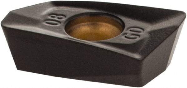 Kennametal - EP1008 Grade KCPK30 Carbide Milling Insert - TiN/TiCN/Al2O3 Finish, 0.1476" Thick, 0.8mm Corner Radius - USA Tool & Supply