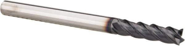 SGS - 3/16", 3/4" LOC, 3/16" Shank Diam, 2-1/2" OAL, 4 Flute, Solid Carbide Square End Mill - Single End, AlTiN Finish, Spiral Flute, 38° Helix, Centercutting, Right Hand Cut, Right Hand Flute, Series 7 - USA Tool & Supply