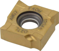 Seco - SNHQ1204502 M07 Grade F40M Carbide Milling Insert - TiAlN/TiN Finish, 0.178" Thick, 1/2" Inscribed Circle, 0.008" Corner Radius - USA Tool & Supply