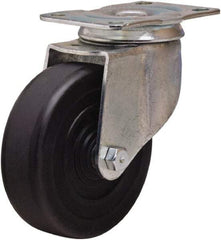 Hamilton - 4" Diam x 1-1/4" Wide x 5" OAH Top Plate Mount Swivel Caster - Hard Rubber, 165 Lb Capacity, Self-Lubricating Bearing, 2-1/2 x 3-3/4" Plate - USA Tool & Supply