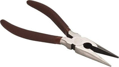 Paramount - 8" OAL, 2-23/64" Jaw Length x 7/8" Jaw Width, Long Nose Side Cutting Pliers - Serrated Jaw, Standard Head, Plastic Dipped Handles - USA Tool & Supply