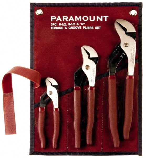 Paramount - 3 Piece Tongue & Groove Plier Set - Comes in Canvas Roll - USA Tool & Supply