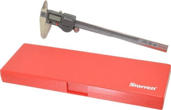 Starrett - 0 to 200mm Range, 0.01mm Resolution, IP67 Electronic Caliper - Stainless Steel with 1-7/8" Stainless Steel Jaws, 0.02mm Accuracy, Serial Output - USA Tool & Supply