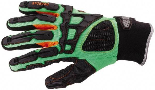 Ergodyne - Size M (8) Molded TPR Armor Anti-Vibration/Impact Protection Work Gloves - For General Purpose, Uncoated, Slip-On Cuff, Full Fingered, Orange, Paired - USA Tool & Supply