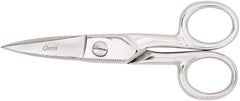 Clauss - 2" LOC, 5-1/4" OAL Chrome Plated Straight Scissors - Steel Straight Handle, For Paper, Fabric - USA Tool & Supply