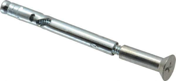 Powers Fasteners - 1/4" Diam, 1/4" Drill, 3" OAL, Sleeve Concrete Anchor - 1018 Steel, Flat Head, Combination Slotted/Phillips Drive - USA Tool & Supply