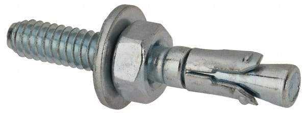 Powers Fasteners - 1/4" Diam, 1/4" Drill, 1-3/4" OAL, Wedge Expansion Concrete Anchor - 1018 Steel, Zinc-Plated Finish, Hex Nut Head, Hex Drive, 3/4" Thread Length - USA Tool & Supply