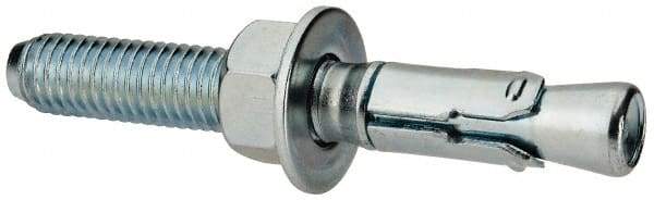 Powers Fasteners - 1/2" Diam, 1/2" Drill, 3-3/4" OAL, Wedge Expansion Concrete Anchor - 1018 Steel, Zinc-Plated Finish, Hex Nut Head, Hex Drive, 2" Thread Length - USA Tool & Supply