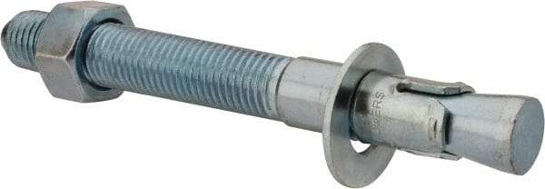 Powers Fasteners - 1" Diam, 1" Drill, 9" OAL, 2" Min Embedment Wedge Expansion Concrete Anchor - 1018 Steel, Zinc-Plated Finish, Hex Nut Head, Hex Drive, 5-3/8" Thread Length - USA Tool & Supply