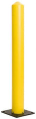 Eagle - 7" Diam x 42" High, Yellow High Density Polyethylene Bollard - 10" Wide x 10" Long Mounting Plate, 8 Lb - USA Tool & Supply