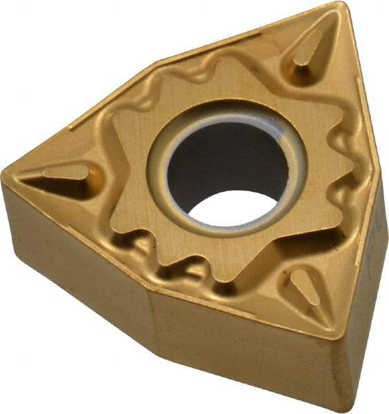 Kyocera - WNMG331 HQ Grade PV90 Cermet Turning Insert - TiN Finish, 80° Trigon, 3/8" Inscr Circle, 3/16" Thick, 1/64" Corner Radius - USA Tool & Supply