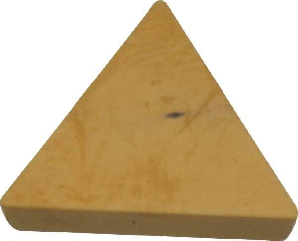 Kyocera - TPG321 T00320 Grade A66N Ceramic Turning Insert - Al2O3/TiC/TiN Finish, 60° Triangle, 3/8" Inscr Circle, 1/8" Thick, 1/64" Corner Radius - USA Tool & Supply