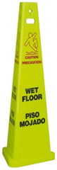 NMC - Caution - Wet Floor, 40" High, Plastic Floor Sign - English/Spanish, Cone, Red & Black on Yellow, For Restroom, Janitorial & Housekeeping - USA Tool & Supply
