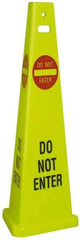NMC - Do Not Enter, 40" High, Plastic Floor Sign - Cone, Red & Black on Yellow, For Security & Admittance - USA Tool & Supply