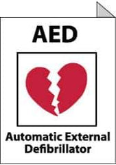 NMC - "AED - Automatic External Defibrillator", 10" Long x 8" Wide, Rigid Plastic Safety Sign - Rectangle, 0.05" Thick, Use for First Aid - USA Tool & Supply