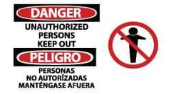 NMC - "Danger - Unauthorized Persons - Keep Out", 10" Long x 18" Wide, Pressure-Sensitive Vinyl Safety Sign - Rectangle, 0.004" Thick, Use for Accident Prevention - USA Tool & Supply