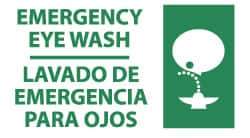 NMC - "Emergency Eye Wash", 10" Long x 18" Wide, Rigid Plastic Safety Sign - Rectangle, 0.05" Thick, Use for First Aid - USA Tool & Supply