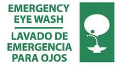 NMC - "Emergency Eye Wash", 10" Long x 18" Wide, Rigid Plastic Safety Sign - Rectangle, 0.05" Thick, Use for First Aid - USA Tool & Supply