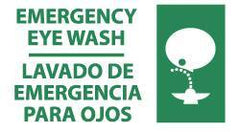NMC - "Emergency Eye Wash", 10" Long x 18" Wide, Pressure-Sensitive Vinyl Safety Sign - Rectangle, 0.004" Thick, Use for First Aid - USA Tool & Supply