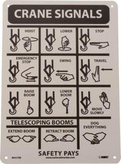 NMC - "Crane Signals", 14" Long x 10" Wide, Rigid Plastic Safety Sign - Rectangle, 0.05" Thick, Use for Accident Prevention - USA Tool & Supply