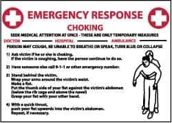 NMC - "Emergency Response - Choking", 10" Long x 14" Wide, Rigid Plastic Safety Sign - Rectangle, 0.05" Thick, Use for First Aid - USA Tool & Supply
