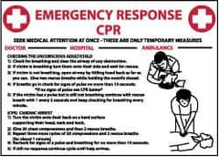 NMC - "Emergency Response - CPR", 10" Long x 14" Wide, Rigid Plastic Safety Sign - Rectangle, 0.05" Thick, Use for First Aid - USA Tool & Supply