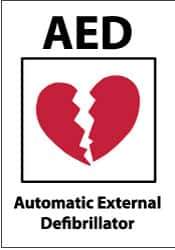 NMC - "AED - Automatic External Defibrillator", 10" Long x 14" Wide, Rigid Plastic Safety Sign - Rectangle, 0.05" Thick, Use for First Aid - USA Tool & Supply