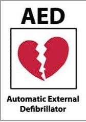 NMC - "AED - Automatic External Defibrillator", 10" Long x 14" Wide, Rigid Plastic Safety Sign - Rectangle, 0.05" Thick, Use for First Aid - USA Tool & Supply