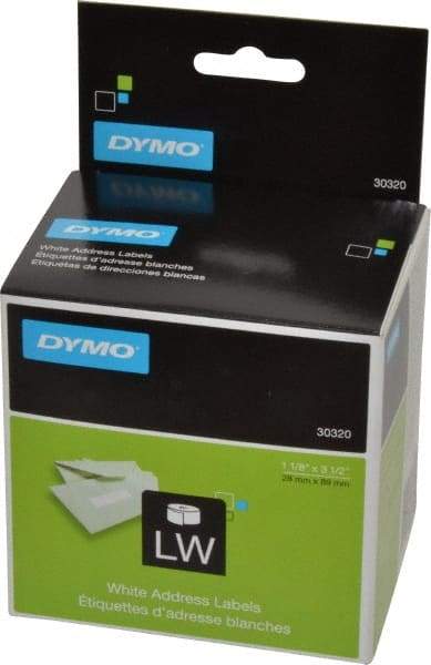 Dymo - 3-1/2" Long, White Die Cut Paper with Semi Perm. Adhesive Shipping Label - For DYMO LabelWriter Printers - USA Tool & Supply