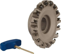 Iscar - 5" Cut Diam, 1-1/2" Arbor Hole, 0.138" Max Depth of Cut, 45° Indexable Chamfer & Angle Face Mill - 16 Inserts, ONHU 0505\xB6OXMT 0507\xB6S845 SN.U 1305 Insert, Right Hand Cut, 16 Flutes, Series Helido - USA Tool & Supply