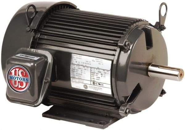 US Motors - 2 Max hp, 1,725 Max RPM, Three Polyphase Electric AC DC Motor - 208-230/460 V Input, Single Phase, 56HZ Frame, 5/8" Shaft Diam, Rigid Mount, TEFC Enclosure - USA Tool & Supply