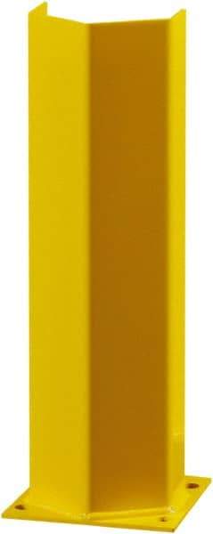 Hallowell - 24" High, Yellow Steel Post Protector - 7" Wide x 7" Long Mounting Plate, 16 Lb - USA Tool & Supply