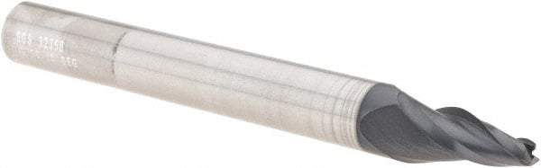 SGS - 10° Taper Angle per Side, 1/8" Small End Diam, 3/4" LOC, Solid Carbide 3 Flute Tapered Square End Mill - AlTiN Finish, 3-1/2" OAL, 3/8" Shank Diam, Spiral Flute, 28° Helix - USA Tool & Supply