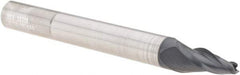 SGS - 10° Taper Angle per Side, 1/8" Small End Diam, 3/4" LOC, Solid Carbide 3 Flute Tapered Square End Mill - AlTiN Finish, 3-1/2" OAL, 3/8" Shank Diam, Spiral Flute, 28° Helix - USA Tool & Supply