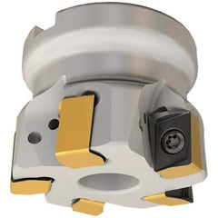 Iscar - 9 Inserts, 4" Cut Diam, 1-1/2" Arbor Diam, 0.472" Max Depth of Cut, Indexable Square-Shoulder Face Mill - 0/90° Lead Angle, 2" High, H490 AN.X 12 Insert Compatibility, Through Coolant, Series Helido - USA Tool & Supply