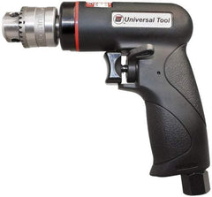 Universal Tool - 1/4" Reversible Keyed Chuck - Pistol Grip Handle, 2,600 RPM, 3.5 CFM, 0.3 hp, 90 psi - USA Tool & Supply