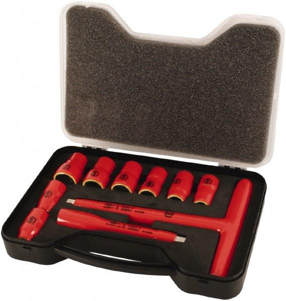Wiha - 11 Piece 1/4" Drive Socket Set - 6 Points, 3/16" to 9/16" Range, Inch Measurement Standard - USA Tool & Supply