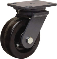 Hamilton - 5" Diam x 2" Wide x 6-1/2" OAH Top Plate Mount Swivel Caster - Phenolic, 1,000 Lb Capacity, Straight Roller Bearing, 4 x 5" Plate - USA Tool & Supply