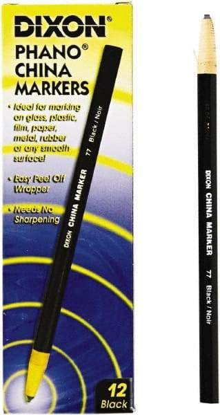 DIXON - Black China Marker - Soft Crayon Tip, Wax - USA Tool & Supply