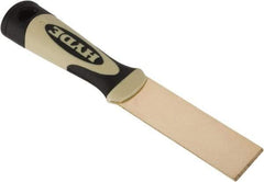 Hyde Tools - 1-1/4" Wide Brass Putty Knife - Stiff, Cushioned Grip Polypropylene Handle, 8" OAL - USA Tool & Supply